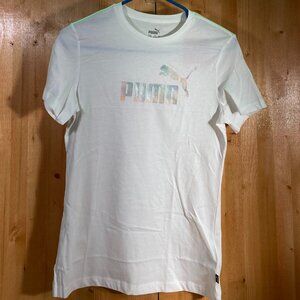 NEW! PUMA SUMMER DAZE Large L Lrg Girls Graphic Print T-Shirt Tee Shirt White